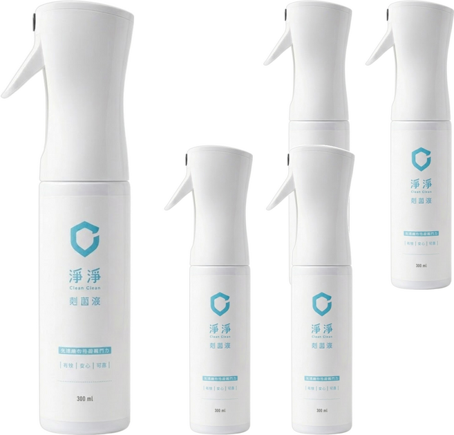 Clean Clean 淨淨 剋菌液 居家瓶, 300ml, 5瓶