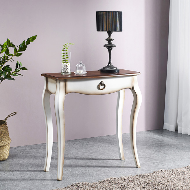 헤즈로 엔틱 미니 슬림 다용도 엘로르1 원목 콘솔, 화이트