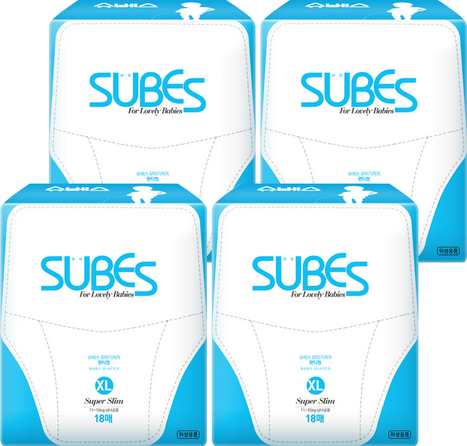 슈베스 슈퍼슬림 팬티형 기저귀, 특대형(XL), 72매