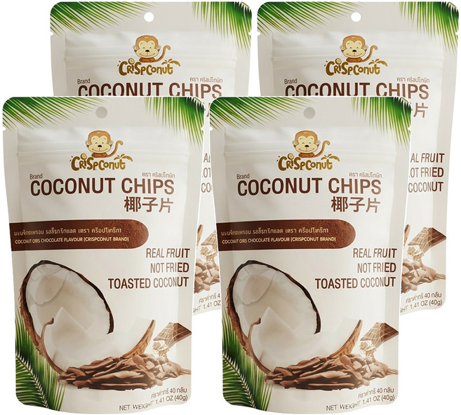 Crispconut 椰子脆片 巧克力口味, 40g, 4包
