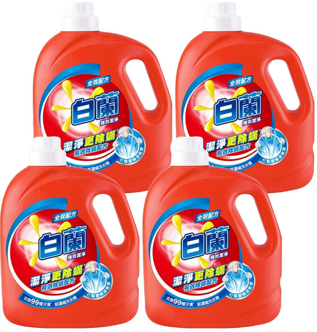 白蘭 強效潔淨除蟎洗衣精, 2.7kg, 4桶