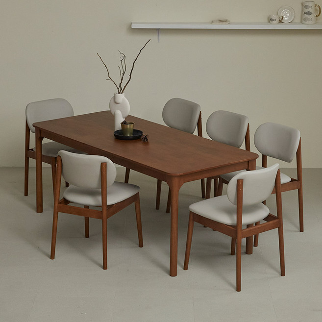 스칸딕 워즈 원목식탁 1800 + C의자 6P 6인용 방문설치, 월넛, 일반의자 6