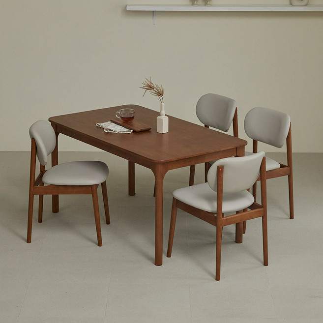 스칸딕 워즈 원목식탁 1400 + C의자 4P 4인용 방문설치, 월넛, 일반의자 4