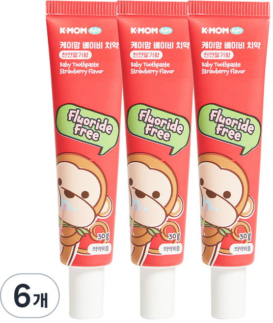 케이맘 베이비 무불소 치약 딸기향, 30g, 1개입, 6개