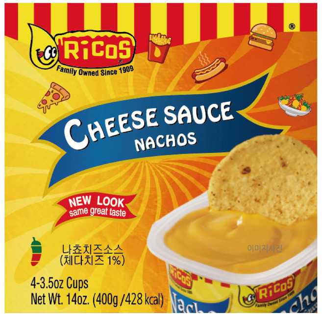 리코스 나쵸치즈소스 4개입, 400g, 1개