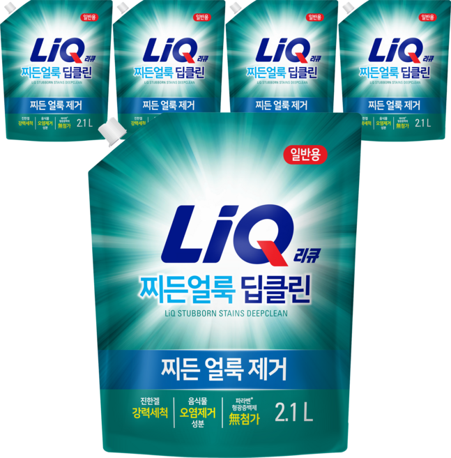 리큐 찌든 얼룩 딥클린 액상세제 일반용, 5개, 2.1L