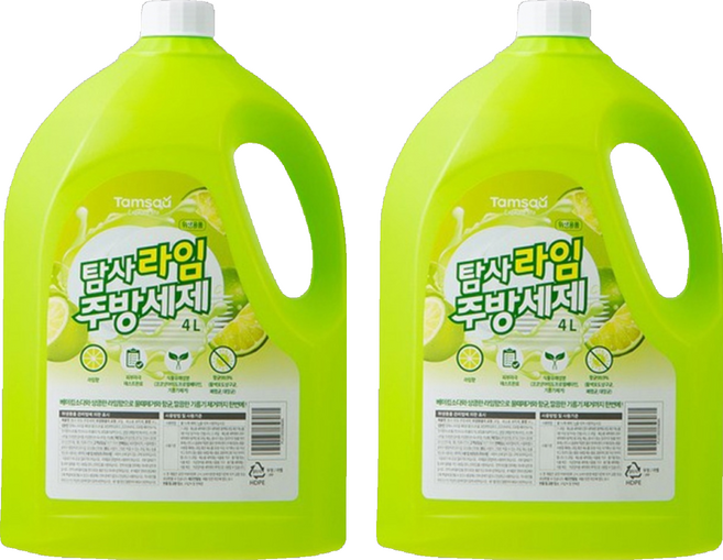 Tamsaa 蔬果碗盤清潔液 萊姆香, 4L, 2桶