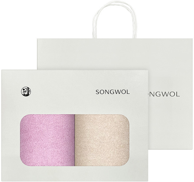 송월타월 심플 컬러 무지 세면 타올 30수 면사 130g 쇼핑백, 랜덤발송, 2개