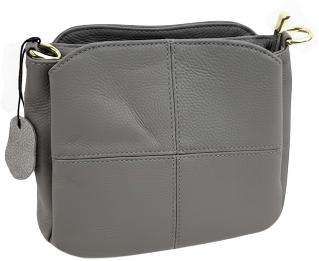 真皮頭層牛皮2WAY三格層女士肩背包 LB1104, 方塊格紋 灰色, 1個