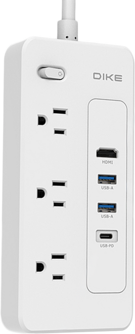 DIKE 7合1桌上型PD HUB排插延長線 支援4K, 白色, 1盒