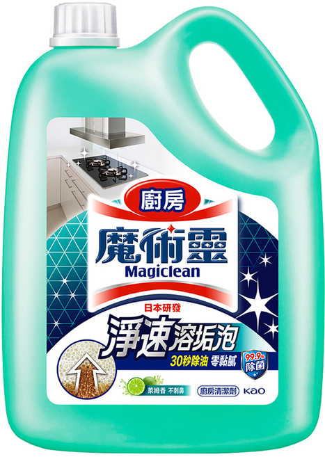 Kao 花王 Magiclean 魔術靈 台灣公司貨 廚房清潔劑 萊姆香, 3.8L, 1桶