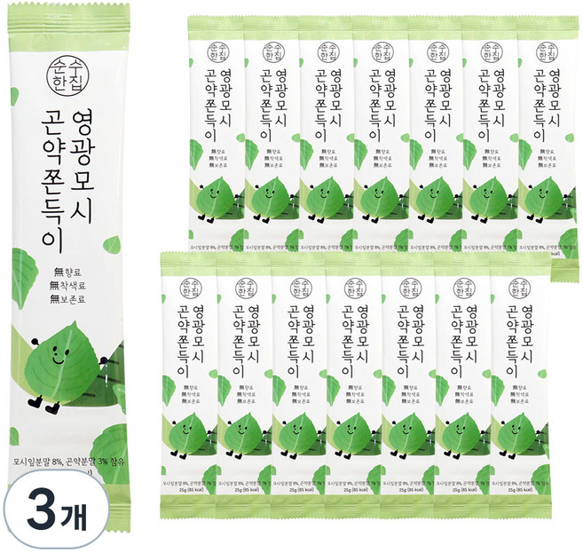 순수한집 영광모시 곤약 쫀득이, 375g, 3개