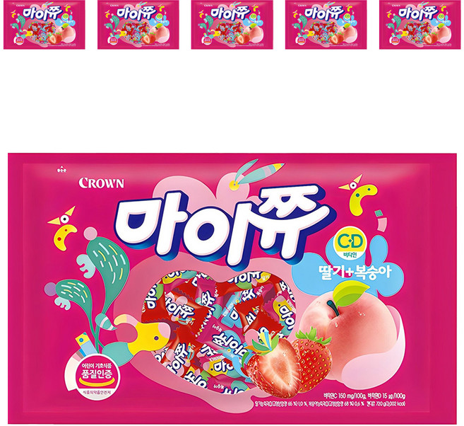 마이쮸 츄잉캔디 딸기 복숭아, 720g, 6개
