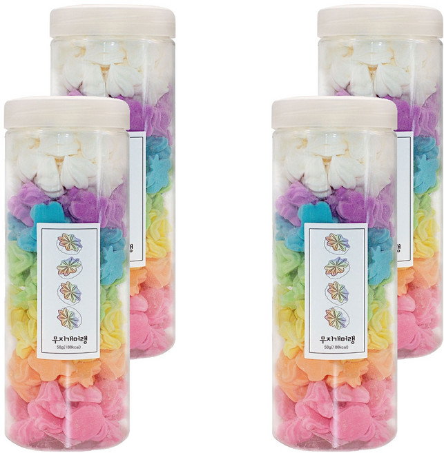 설롱디저트 솜사탕 눈꽃머랭쿠키 무지개 1000ml, 58g, 4개
