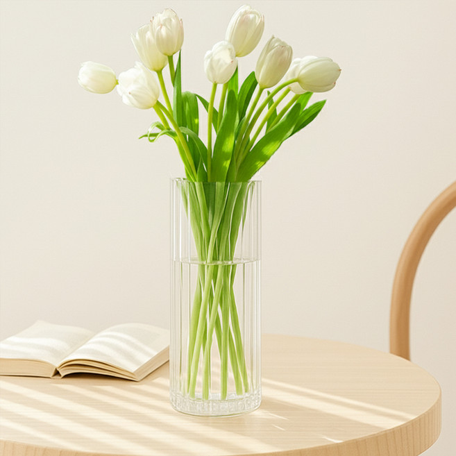 조인메이드 안깨지는 아크릴 꽃병, 투명줄무늬