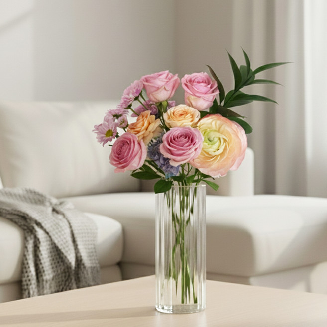 조인메이드 안깨지는 아크릴 꽃병, 투명줄무늬