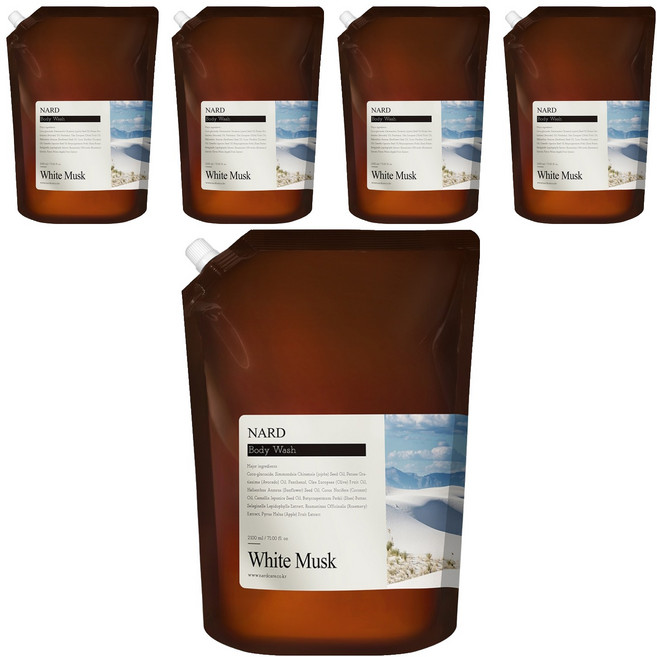 나드 리프레쉬 퍼퓸드 바디워시 화이트머스크향 리필, 2.1L, 5개