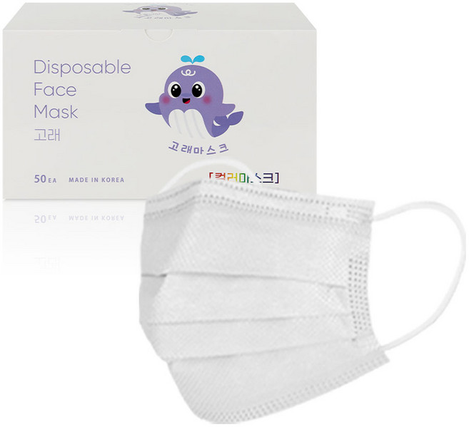 고래마스크 일회용 덴탈마스크 대형, 50매, 1개, 화이트