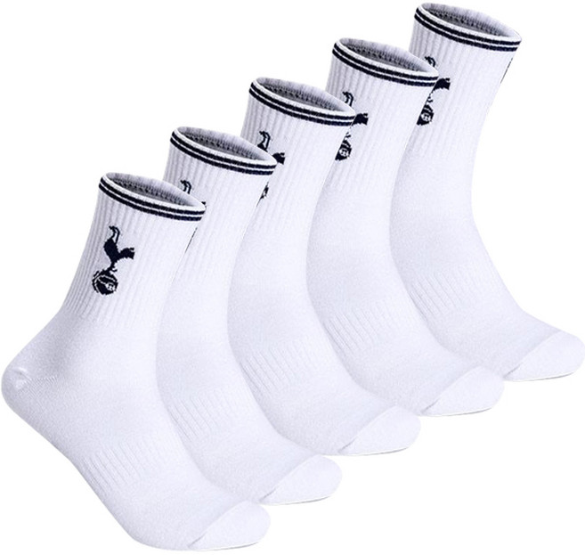 토트넘홋스퍼 엠블럼 투라인 중목양말, WHITE, 5개
