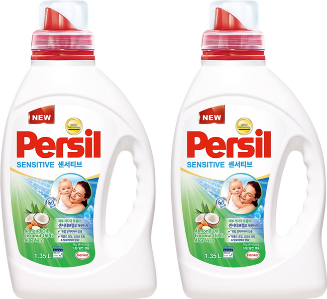 Persil 寶瀅 韓國原裝進口 強效淨垢洗衣精 敏弱肌/嬰幼兒衣物適用, 1.35L, 2瓶