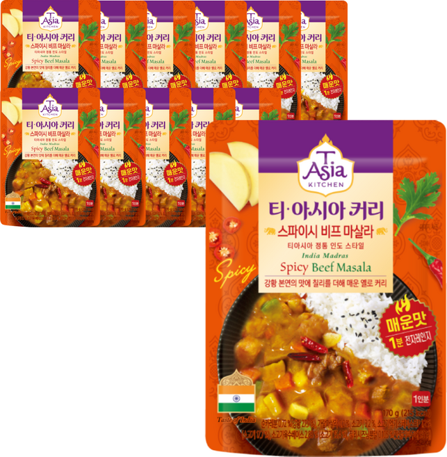 티아시아키친 스파이시 비프 마살라 커리, 170g, 12개