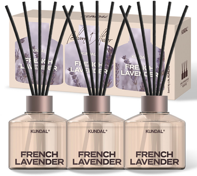 쿤달 퍼퓸 디퓨저 + 섬유스틱 세트, 프렌치라벤더, 200ml, 3개