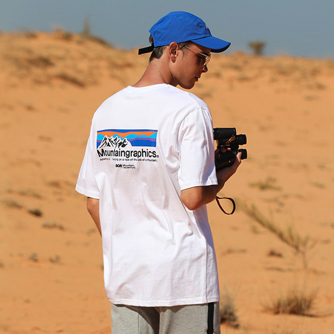 플루크 남녀공용 통기성 마운틴 그래픽 실루엣 반팔 티셔츠 FST151