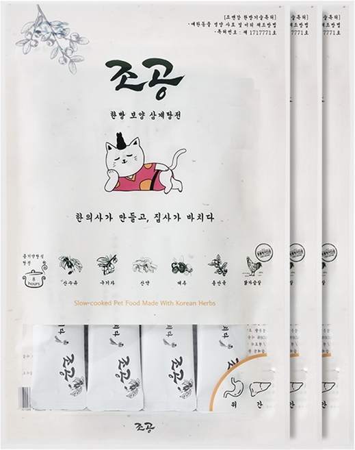 조공 고양이 한방 보양 간식 4p, 삼계탕전, 60g, 3개