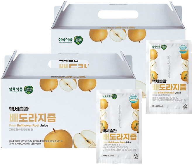 Sahm yook 百歲習慣桔梗梨汁 70ml*30入, 70ml, 60包