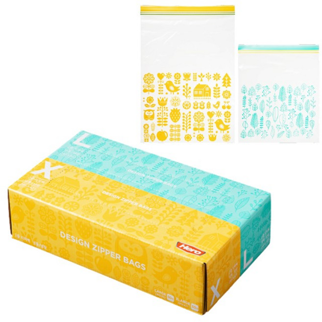 헤로지퍼백 디자인 지퍼백 대형 50p + 특대형 30p 세트, 혼합, 1개, 1세트