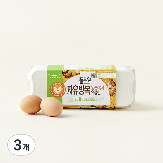 난각1번 풀무원 동물복지 자유방목 유정란 520g, 10구, 3개