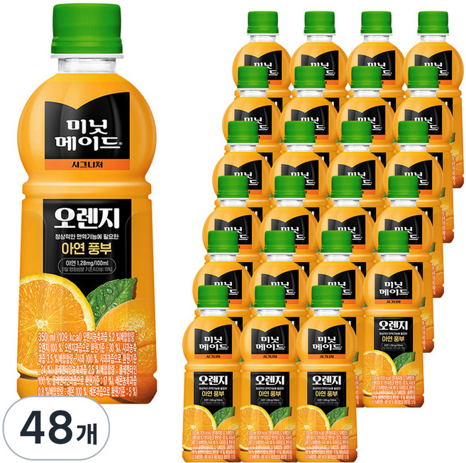 미닛메이드 시그니처 오렌지 주스, 350ml, 48개