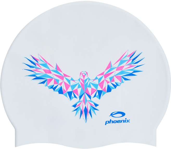 피닉스 디자인 실리콘 수영모자 불사조 PSC-03, 화이트, 1개