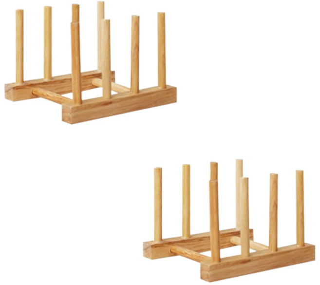 블럭마트 원목 접시꽂이 접시정리대 컵꽂이 4칸, 2개