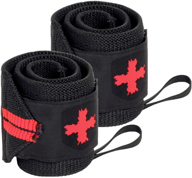 하빈져 레드라인 리스트 랩 헬스 손목보호대, 1세트, 블랙