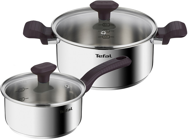 테팔 인덕션 테이스티쿡 냄비 세트 2개, 16cm 편수냄비 + 20cm 양수냄비, 1세트