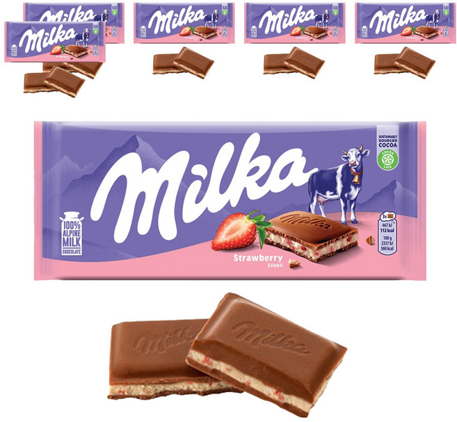 밀카 스트로베리 요거트 초콜릿, 100g, 6개