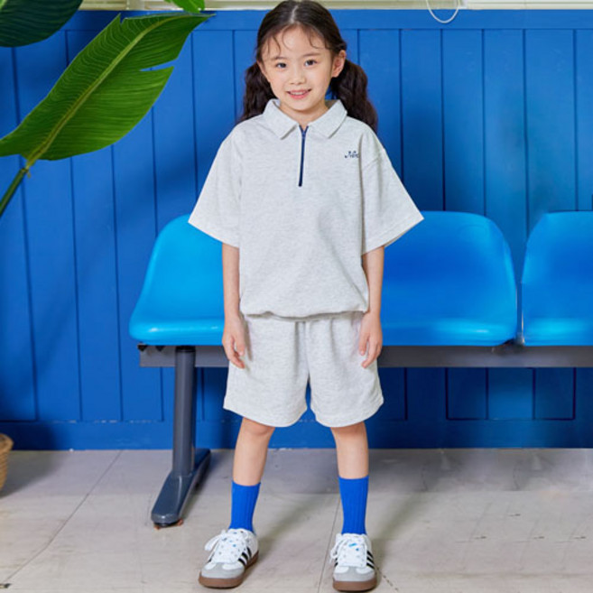 바브키즈 아동용 통기성 반집업 상하의 세트