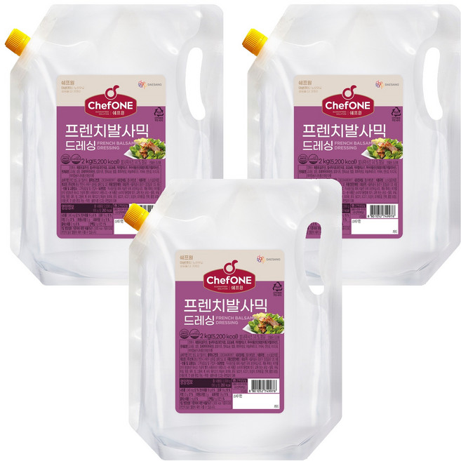 쉐프원 프렌치 발사믹 드레싱, 2kg, 3개