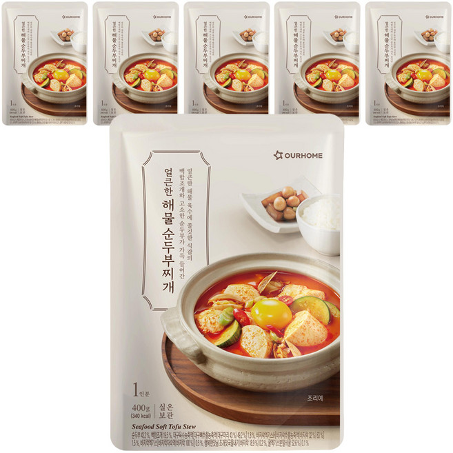 아워홈 얼큰한 해물 순두부찌개, 400g, 6개