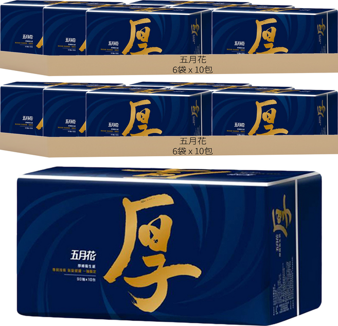五月花 厚棒抽取式衛生紙 90張, 10包, 12袋