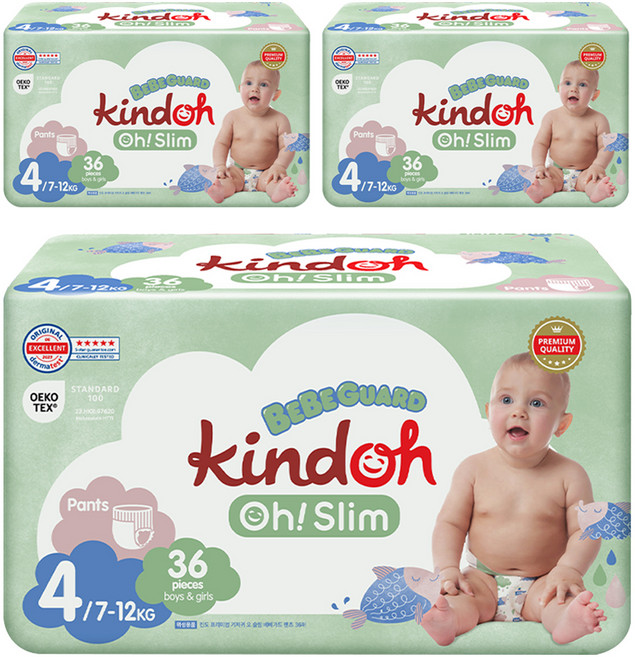 킨도 프리미엄 오슬림 베베가드 팬티형 기저귀 남녀 공용, 4단계, 108매