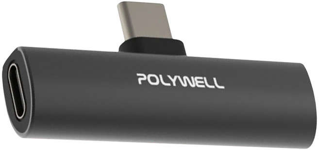 POLYWELL 寶利威爾 Type-C轉3.5mm T型音源轉接器 + PD輸入, PW15-T02-A041, 1個