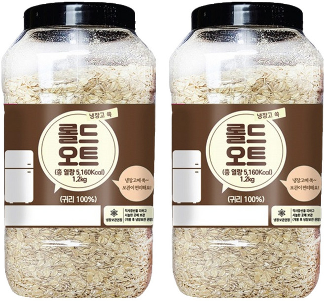 대구농산 냉장고쏙 롤드 오트, 1.2kg, 2개