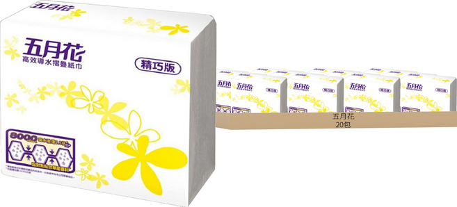 五月花 高效導水摺疊擦手紙 精巧版, 1入, 20包