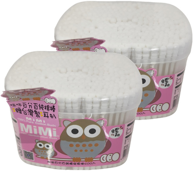 MiMi 咪咪 純棉 螺旋棉棒, 400支, 2個