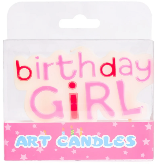 生日蠟燭 GIRL 粉色 生日派對蛋糕裝飾, 1個