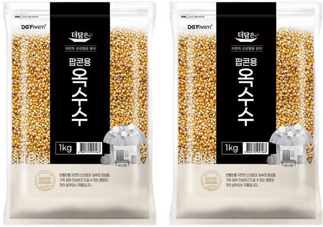 Deodameun 爆米花用玉米粒, 2包, 1kg