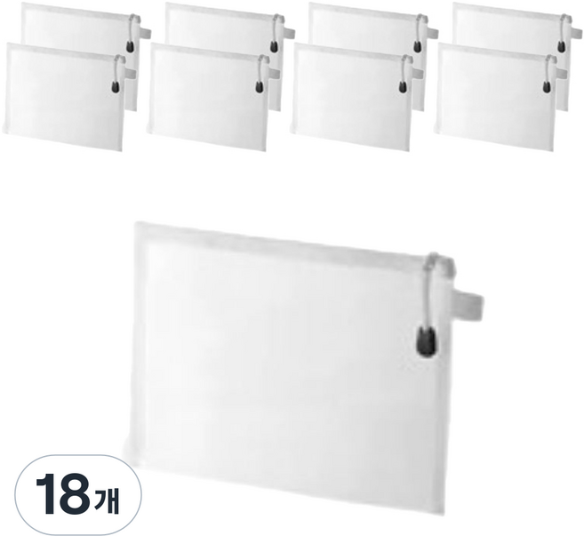 정상아이앤 깔끔 수납 메쉬 파우치 중형, 화이트, 18개