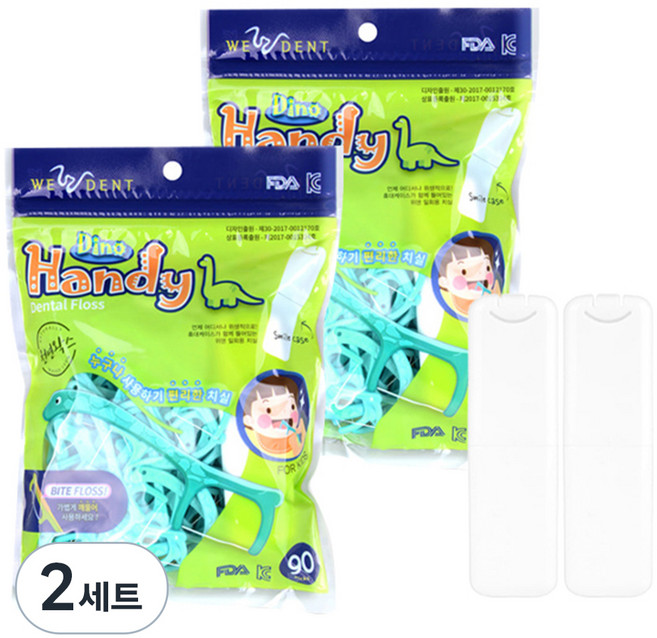 위덴 어린이 디노 핸디 치실 180p + 스마일 케이스 2p 세트, 2세트